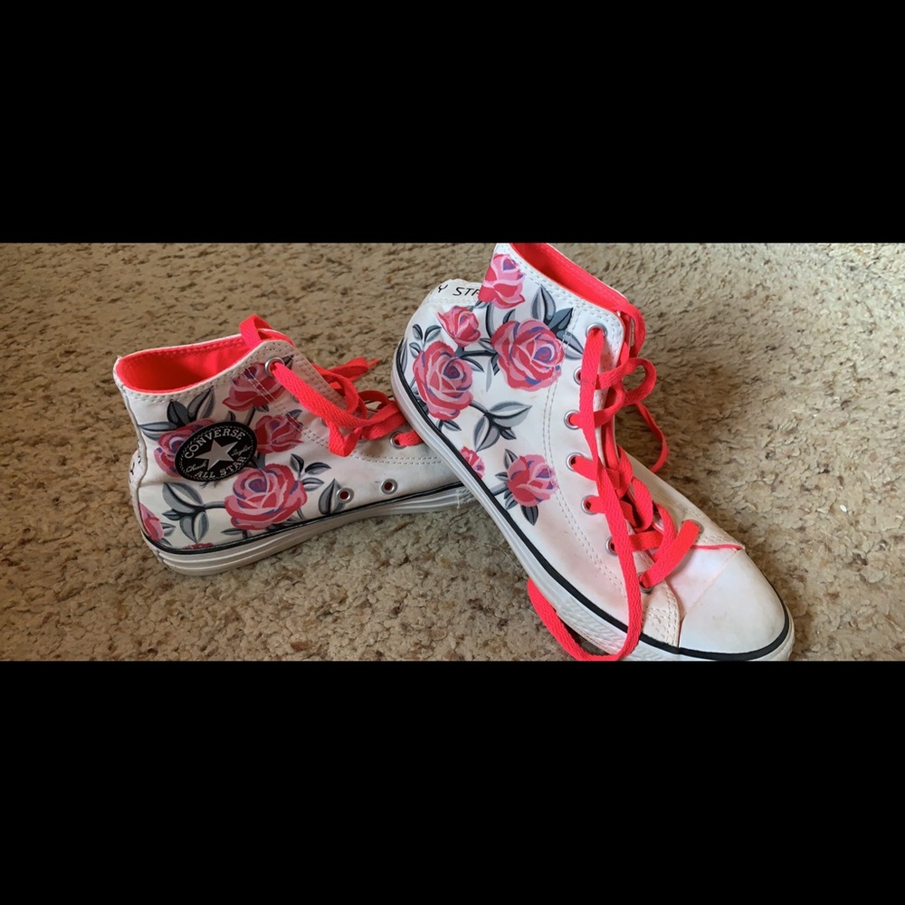 Girls Converse high tops size 4 ‘Pretty Strong’